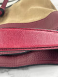 Burberry Burgundy Mega Check Ashby Bucket Shoulder Bag