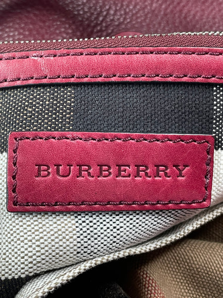 Burberry Burgundy Mega Check Ashby Bucket Shoulder Bag