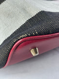 Burberry Burgundy Mega Check Ashby Bucket Shoulder Bag
