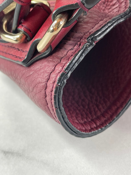 Burberry Burgundy Mega Check Ashby Bucket Shoulder Bag