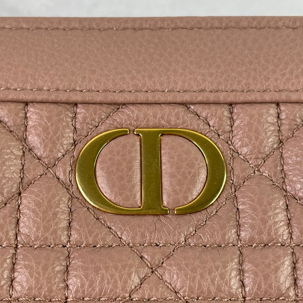 CHRISTIAN DIOR Caro Blush Pink/Beige Supple Cannage Calfskin zipped pouch shoulder/crossbody bag