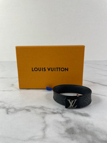 LOUIS VUITTON Monogram Eclipse LV Slim Bracelet