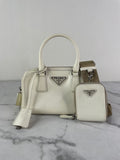 PRADA White Saffiano Lux Top Handle Crossbody/Shoulder Bag