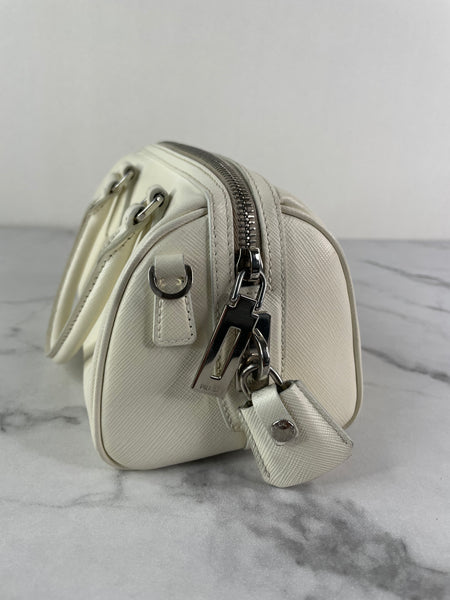 PRADA White Saffiano Lux Top Handle Crossbody/Shoulder Bag