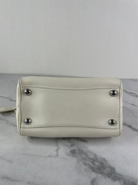PRADA White Saffiano Lux Top Handle Crossbody/Shoulder Bag