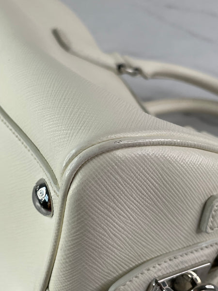 PRADA White Saffiano Lux Top Handle Crossbody/Shoulder Bag