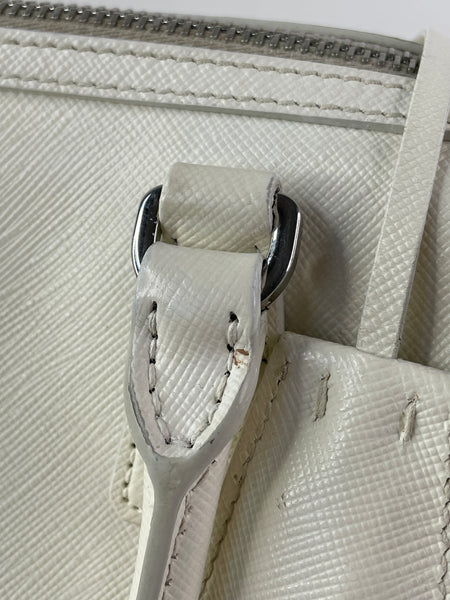 PRADA White Saffiano Lux Top Handle Crossbody/Shoulder Bag