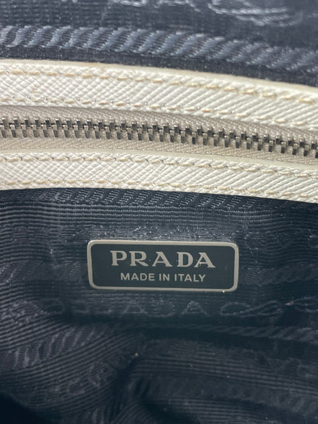 PRADA White Saffiano Lux Top Handle Crossbody/Shoulder Bag