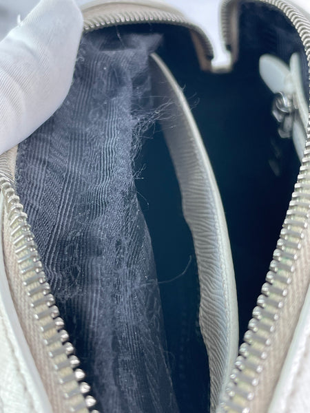 PRADA White Saffiano Lux Top Handle Crossbody/Shoulder Bag