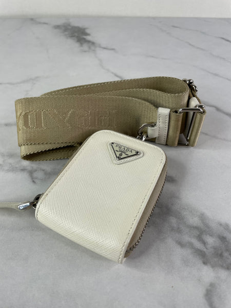 PRADA White Saffiano Lux Top Handle Crossbody/Shoulder Bag