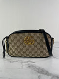 GUCCI Original GG canvas/black GG Marmont small shoulder/crossbody bag