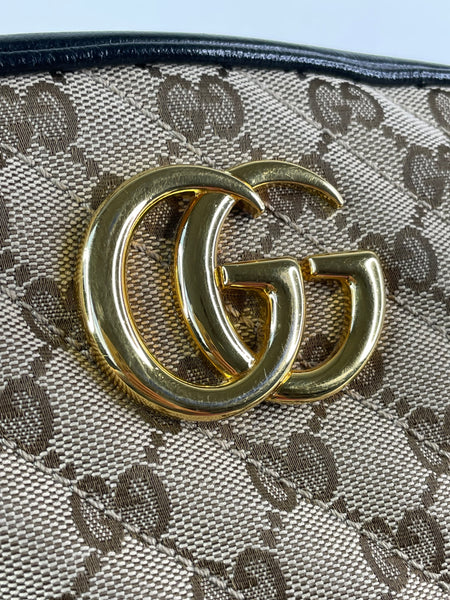 GUCCI Original GG canvas/black GG Marmont small shoulder/crossbody bag