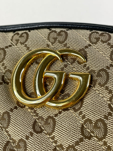 GUCCI Original GG canvas/black GG Marmont small shoulder/crossbody bag