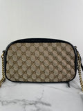 GUCCI Original GG canvas/black GG Marmont small shoulder/crossbody bag