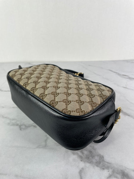 GUCCI Original GG canvas/black GG Marmont small shoulder/crossbody bag