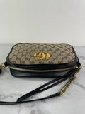 GUCCI Original GG canvas/black GG Marmont small shoulder/crossbody bag
