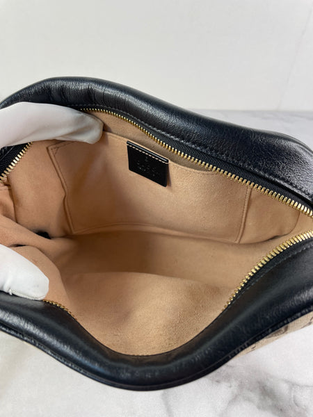 GUCCI Original GG canvas/black GG Marmont small shoulder/crossbody bag