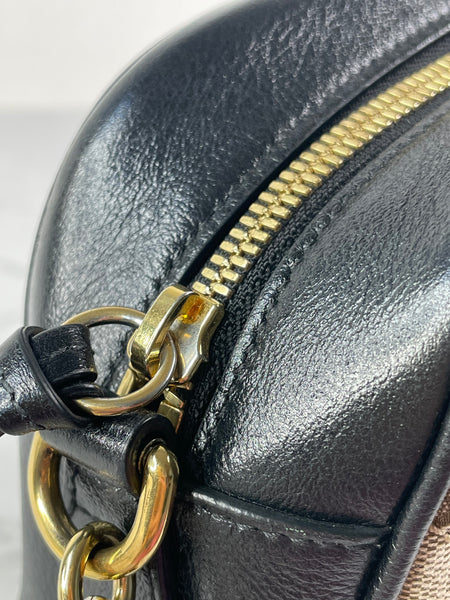 GUCCI Original GG canvas/black GG Marmont small shoulder/crossbody bag