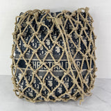 Christian Dior Net Woven Rope and Blue Oblique Technical Fabric Shoulder Bag