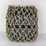 Christian Dior Net Woven Rope and Blue Oblique Technical Fabric Shoulder Bag