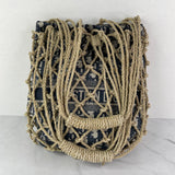 Christian Dior Net Woven Rope and Blue Oblique Technical Fabric Shoulder Bag