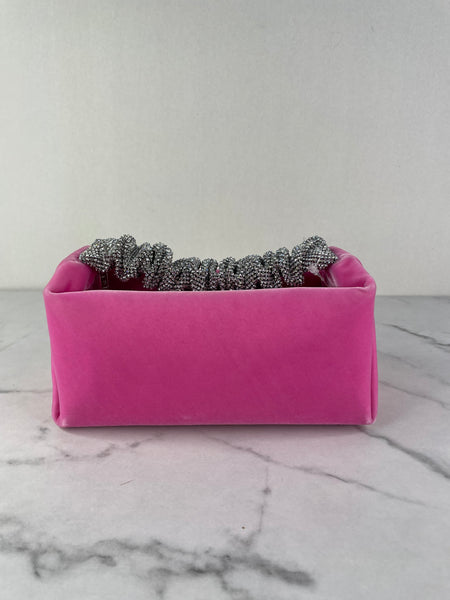 ALEXANDER WANG Lipstick Pink Mini Scrunchie Embellished Velvet Bag