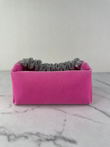 ALEXANDER WANG Lipstick Pink Mini Scrunchie Embellished Velvet Bag