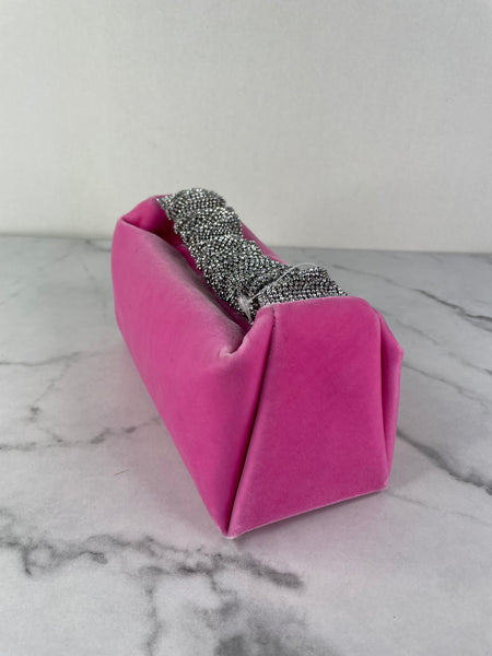 ALEXANDER WANG Lipstick Pink Mini Scrunchie Embellished Velvet Bag
