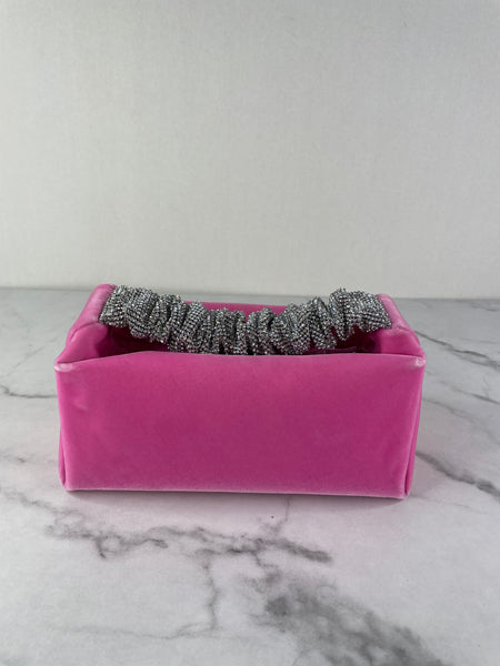 ALEXANDER WANG Lipstick Pink Mini Scrunchie Embellished Velvet Bag