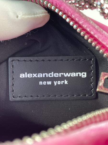 ALEXANDER WANG Lipstick Pink Mini Scrunchie Embellished Velvet Bag