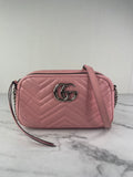 GUCCI Pink GG Marmont Small Matelassé Shoulder/Crossbody Bag