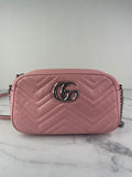 GUCCI Pink GG Marmont Small Matelassé Shoulder/Crossbody Bag