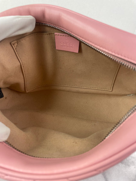 GUCCI Pink GG Marmont Small Matelassé Shoulder/Crossbody Bag