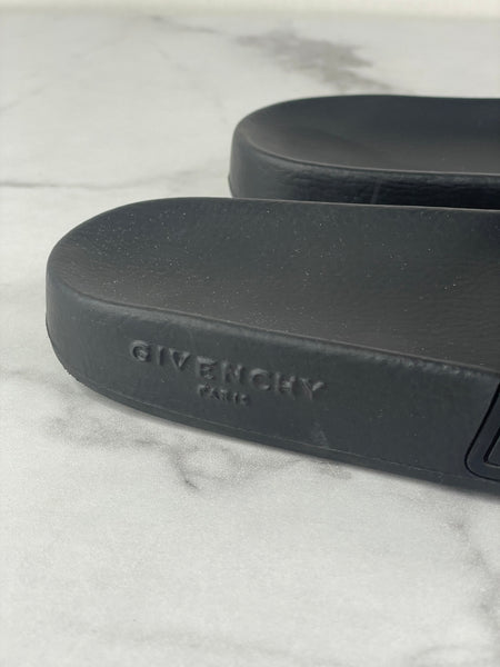 GIVENCHY Black Rubber Slide Flat Sandals Size 37
