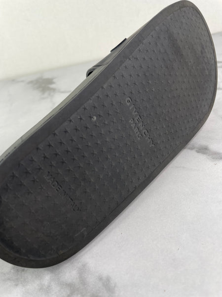 GIVENCHY Black Rubber Slide Flat Sandals Size 37