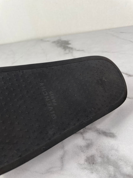 GIVENCHY Black Rubber Slide Flat Sandals Size 37