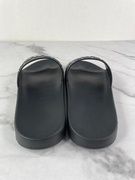 GIVENCHY Black Rubber Slide Flat Sandals Size 37