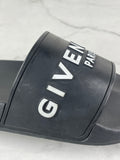 GIVENCHY Black Rubber Slide Flat Sandals Size 37