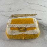 Fendi Yellow Mink Fur Nano Baguette Charm/Crossbody Bag