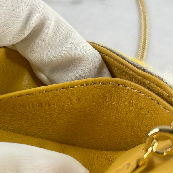Fendi Yellow Mink Fur Nano Baguette Charm/Crossbody Bag