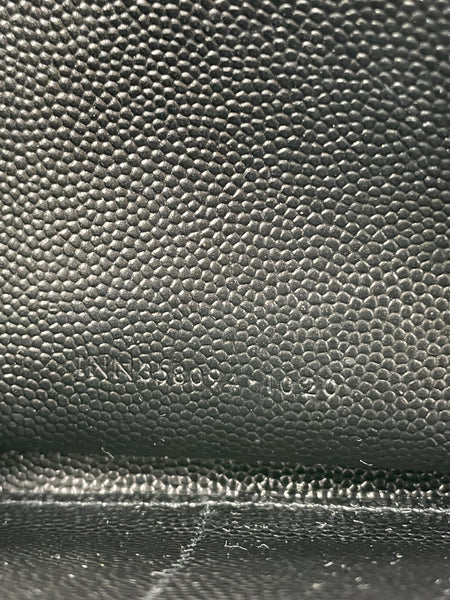 SAINT LAURENT BLACK CASSANDRE MATELASSÉ ZIP AROUND WALLET IN GRAIN DE POUDRE LEATHER