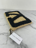 Valentino Beige/Black Viva Superstar Raffia Pouch/Clutch
