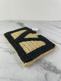 Valentino Beige/Black Viva Superstar Raffia Pouch/Clutch