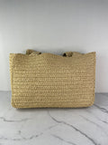 Valentino Beige/Black Raffia Viva Superstar Medium Shopping Shoulder Bag