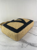 Valentino Beige/Black Raffia Viva Superstar Medium Shopping Shoulder Bag