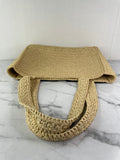Valentino Beige/Black Raffia Viva Superstar Medium Shopping Shoulder Bag