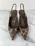 CHRISTIAN LOUBOUTIN Kate Sling 85 Leopard-Print Leather Slingback Pumps Size 36.5