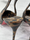 CHRISTIAN LOUBOUTIN Kate Sling 85 Leopard-Print Leather Slingback Pumps Size 36.5