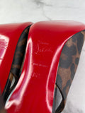 CHRISTIAN LOUBOUTIN Kate Sling 85 Leopard-Print Leather Slingback Pumps Size 36.5