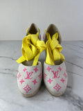 Louis Vuitton Rose Pop Canvas Monogram Starboard Wedge Espadrilles Size 36